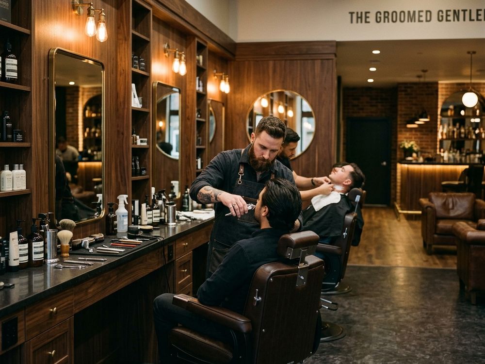 High-End Barbershop haircut and styling session